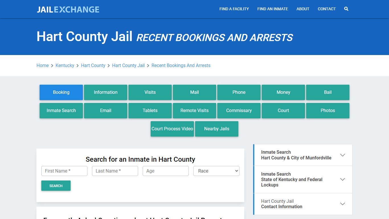 Hart County Jail KY Recent Arrests and Bookings - Jail Exchange