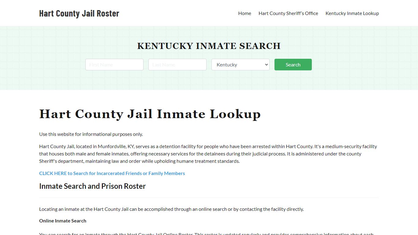 Hart County Jail Roster Lookup, KY, Inmate Search